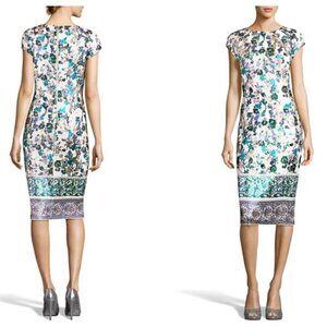 ECI New York Women's Metallic Foil Print Midi Dress Size 8
